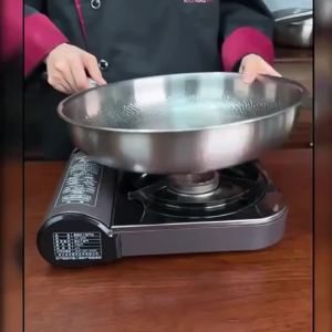 Hammered Stainless Steel Skillet 26/28/30Cm Thick Coating for Non-Stick Suitable for Induction Gas for Cooking Steaks Vegetables