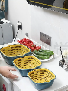 8PCS Draining Basket SetMulti-functional For Fruits And VegetablesDouble-layer Vegetable Washing BasketFruit Basket