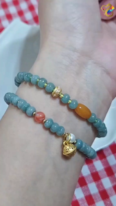 Graduation Grade Blue Water Jadeite A-Grade Abacus Rondelle Bracelet