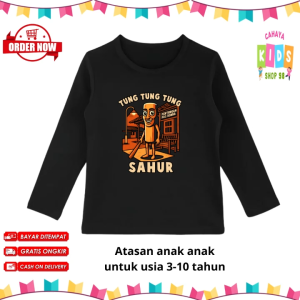 Baju Anak Lengan Panjang Anomali Tung Tung Sahur Untuk Usia 3-10 tahun