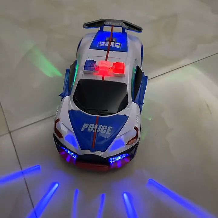 Đồ chơi xe cảnh sát dùng pin tự động di chuyển có đèn led và âm thanh ...