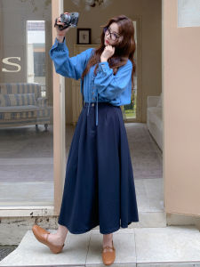 Blue Denim Two-Piece Set Skirt Womens Autumn New Loose Fit Casual Style Artistic Flavor Main Character Large Size