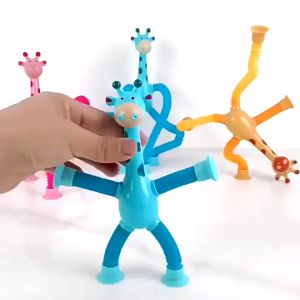LED Giraffe Pop Tubes Telescopic Suction Cup Toys Fun Kids Gifts Educational Toys Fidget Toys Mainan Bayi