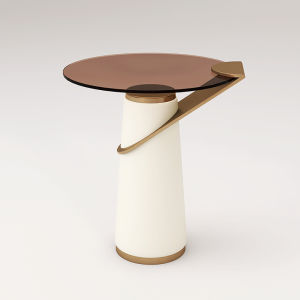 Luxurious Iron Art Glass Wooden Small Tea Table Bedroom Nightstand Living Room Sofa Side Table High End Creative Moveable Furniture