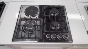 3 Gas Burner 1 Electric Hot Plate 60CM Built‑in Cooktop Color Steel Sheet Gas‑Electric Hob Cast Iron Grate Pulse Ignition Flame‑Out Safety Protection