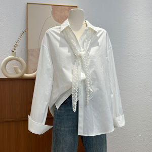 Klein Blue Womens Shirt Spring Summer Thin Design Casual Outerwear Lazy Style Mid-Length Top Korean Version Straight Cut