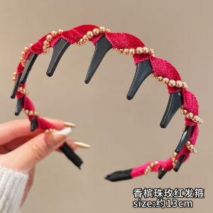 Red Velvet Wave Hairband Womens New Years Fashion Hair Accessory Face Washing Headband Hair Clip Stylish Hairband