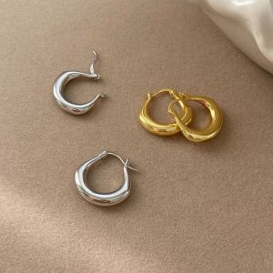 Golden Retro Metal Hoops Earrings Women High-End Sensation Earring Circles 2025 New Hong Kong Style Ear Jewelry Accessories