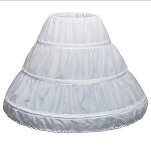 White Children kids Petticoat A-Line One Layer Flower Girls Crinoline Lace Trim Flower Girl Dress Underskirt