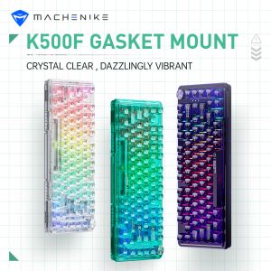 MACHENIKE K500F transparent mechanical keyboard Gasket mount wired gaming keyboard 80% form factor Hot-swappable RGB noise reduction