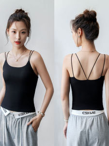 Áo Ba Lỗ Không Tay Một Mảnh Hở Lưng Cho Nữ Mùa Hè 2025 Áo Ba Lỗ Bó Sát Có Đệm Ngực Ngắn Mặc Thường Ngày