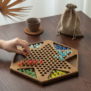 Educational Kids Adults Wooden Marble Solitaire