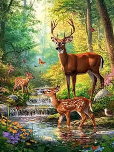500/1000/1200/2000PCS Jigsaw Puzzle Beautiful Deer Standing In Forest For Adults Perfect For Quiet Evening Activity