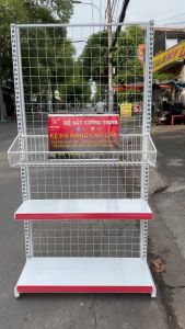 Kệ Siêu Thị Đa Năng  2 Tầng 1 Rổ Mỳ (1 Mặt) x Dài 90 x Cao 180cm