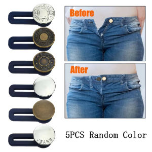 5pcs Button Extender For Pants Adjustable Waist Button Retractable Waistband Expander Random Color No Sew Buttons