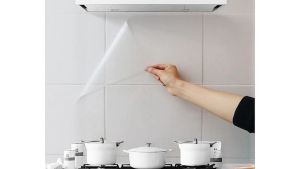 Kitchen Oil Proof Sticker Clear Wall Protector Transparent High Temperature Resistant Self-Adhesive Film Removable Paper for Cupboard Household Transparent Oil Proof Kitchen Backsplash Protector