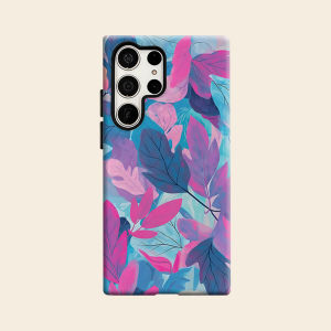 BILIBILI | Gradient Blue Pink Leaf Luxury Fashion Full Lens Protective Case for Samsung Galaxy S26 S25 S24 A56 A36 Plus Ultra