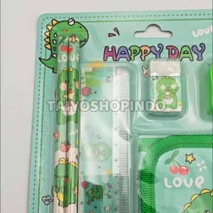 TAIYO Alat Tulis Set Karakter Dompet Pensil Penggaris Penghapus Rautan Perlengkapan Sekolah Anak