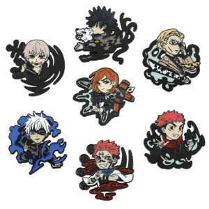 Bandai | Anime Jujutsu Kaisen Enamel Badges with Chain Gojo Satoru Brooch Itadori Yuji Pins Geto Suguru Badge for Backpack Clothing Lapel