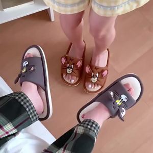 XIXITIAO | Tom and Jerry Inspired Air Conditioner Friendly Slippers Cotton Linen