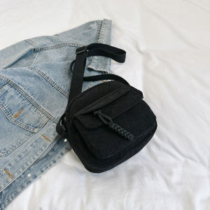 กระเป๋าสะพายข้างผ้ากำมะหยี่สไตล์วินเทจแบบลำลองสำหรับนักเรียนหญิง กระเป๋าใส่โทรศัพท์มือถือแบบสะพายข้างแบบลำลอง สไตล์ญี่ปุ่น