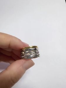 Huitan Hollow Design Women Two Tone Ring Simple Style Metal Party Wedding Versatile Daily Accessories Vintage Fashion Jewelry