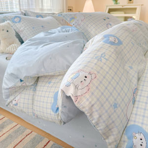 Cotton Bedding Set Country Style Pure Cotton Bed Sheet Quilt Cover Dormitory Three Piece Set Student Comforter Cover Bedding