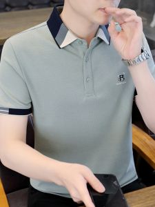 Ice Silk Paul Men Short Sleeve T-Shirt Summer Trendy Lapel T-shirt Shirt Collar Polo Shirt Half Sleeve Top Clothes for Men