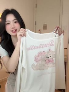 HEYINI | Áo Thun Dài Tay Elegent Trễ Vai Dễ Thương Chống Nắng