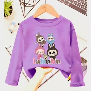 Atasan Kaos Anak Perempuan Lengan Panjang LABUBU Usia 1-12 Tahun