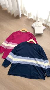 Vanona Kaos Oversize Garis Lengan Panjang LD 125 Atasan Wanita Terbaru By Deloza