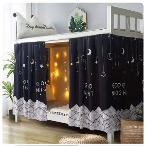 1 Privacy Bed Curtain - Blackout Dustproof for Bunk and Single Beds Perfect for Families and School Dormitories