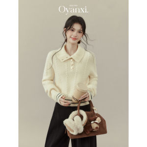 OUYANGXI | Áo Sweater Len Nữ Cổ Lọ Xếp Li