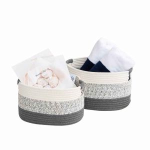 [Free Shipping🔥]Laundry Bag/Storage Basket-Woven Cotton Rope/Nordic Style/Plant Basket/Foldable Organiser for Toy Blanket Yoga Mat