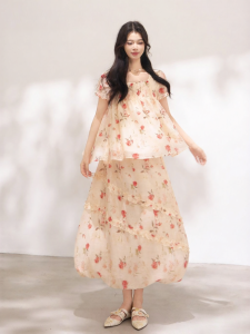 KEIKO | Bộ Đồ Hoa Hồng Pháp Elegance