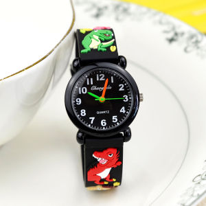 นาฬิกาเด็กอนุบาลนาฬิกาอิเล็กทรอนิกส์กันน้ำลายการ์ตูนไดโนเสาร์สำหรับเด็ก3ขวบนาฬิกาควอตซ์ขนาดเล็กสวยงาม