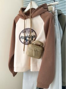 Retro American Hoodie Womens Spring Autumn Thin Korean Style Loose Versatile Korean System Top Coat Student Fashion Outerwear