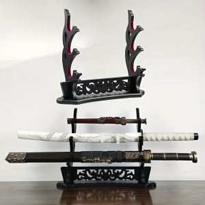Wooden Katana Stand Holder Dragon Sword Storage Shelf Rack Support Display Japanese Katana Demon Slayer Sabre Cradle Organizer