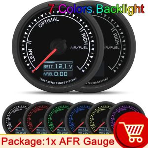 RYSJM | 62MM Car Oil Pressure Meter Kpa 7 Colors Boost Gauge AFR LCD Digital Display Car Gauge Oil Press + Sensor Turbo Boost Meter