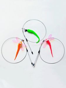 DIY Handmade Cat Toy Feather Stick with Butterfly And Caterpillar Replacement Heads Long Pole Interactive Pet Teaser for Cats