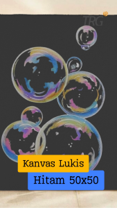 TRG Stretched Art Black Canvas Board 50x50 cm Watercolor Artist Acrylic Paint - Kanvas Hitam Media Lukis Cat Air Akrilik Minyak Poster Siap Melukis Ukuran 50 x 50 TRG