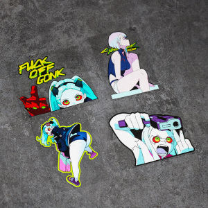 Cyberpunk Style Electric Vehicle Motorcycle Helmet Decal Fun Decorative Sticker Edge Rider Cartoon Girl Customizable Body Decal