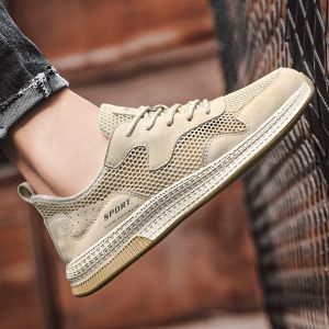 Mens Summer Thin Breathable Mesh Shoes Lightweight Soft Bottom Work Casual Sports Shoes Trendy Hollow out Design Office Shoes