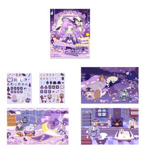 HSHOP Interactive Stickers Book with Washable Jelly Stickers and Charming Cute Pomelo Sisters Scenes for Children SZ283