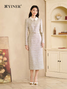 Light Occasion Fashion Tapestry Wool-blend Cinched Waist Dress