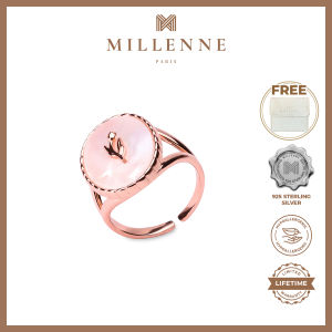 MILLENNE Millennia 2000 Mother of Pearls Victorian Bold Rose Gold Ring with 925 Sterling Silver (MLP-01)