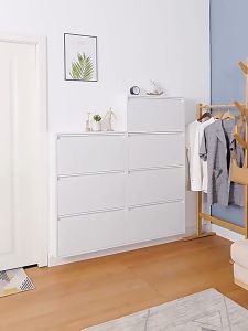 TableTrove Wall-Mounted Metal Shoe Cabinet - Multi-Layer Large Capacity Almari Kasut Bertutup