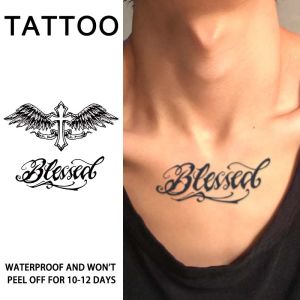 Wing and Blessed 1Pc Waterproof Temporary Tattoo Stickers Long-lasting Waterproof for One to Two Weeks For Arm Leg.