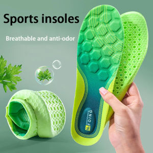 1 Pair Sport Insoles for Shoes  Green Sole Shock absorption Breathable Cushion Suitable for Running Basketball Traveling Insole