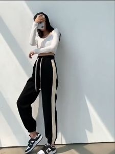 Quần Jogger Cotton Kẻ Sọc Phong Cách Retro Hàn Quốc-XMNP-mã 916